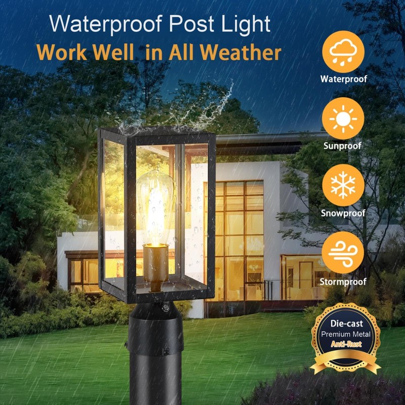 MYHXQ Dusk to Dawn Outdoor Post Lights with Pier Mount