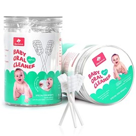 dearlomum Limpiador de lengua para bebé, cepillo de dientes para recién nacido, 48 piezas desechables de boca limpia, limpiador de goma de mascar para