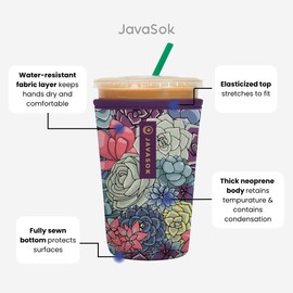 Sok It JavaSok Iced Coffee & Cold Soda Insulated Neoprene Cup Sleeve (Material Ghoul, Medium: 22-28oz)
