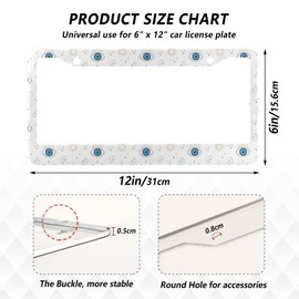 Magic Evil Eye License Plate Frames 2PCS Car License Plate Holder with Screw Caps Cover Set Automotive Parts Decoration for US Vehicles