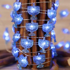IMPRESS LIFE Chanukah Decorative String Lights, 10ft 40 LED Hanukkah Menorah Twinkle Lights Battery Operated with Remote for Jews, Synagogue,Judaism Wedding Bedroom Party Candelabra Decoration