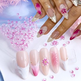 Flowers Nail Charms 3D Resin Clear Petals Charms for Acrylic Nails Floral Nail Art Charms Spring Summer Nail Supplies for Women DIY Nail Decorations Accessories (150 pcs)