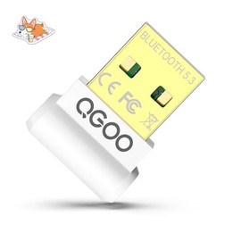 USB Bluetooth Adapter for PC - QGOO Bluetooth Dongle 5.3 EDR, Wireless Bluetooth Receiver for Desktop Computer Laptop Bluetooth Windows 8.1/10/11（white-065）