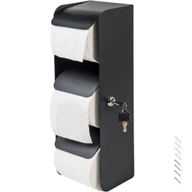 Commercial Toilet Paper Dispenser Holder 3 Roll Stainless Steel Toilet Tissue Dispenser with Lock Wall Mount- Double Roll Toilet Tissue Holder for Bathroom/Restroom (1, Black)
