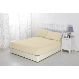 Sonia Moer Super Soft Brushed Microfibre Fitted Sheet - Non Iron Breathable Hypoallergenic Bottom Sheet with Strong Elastic Hem- Single/Cream