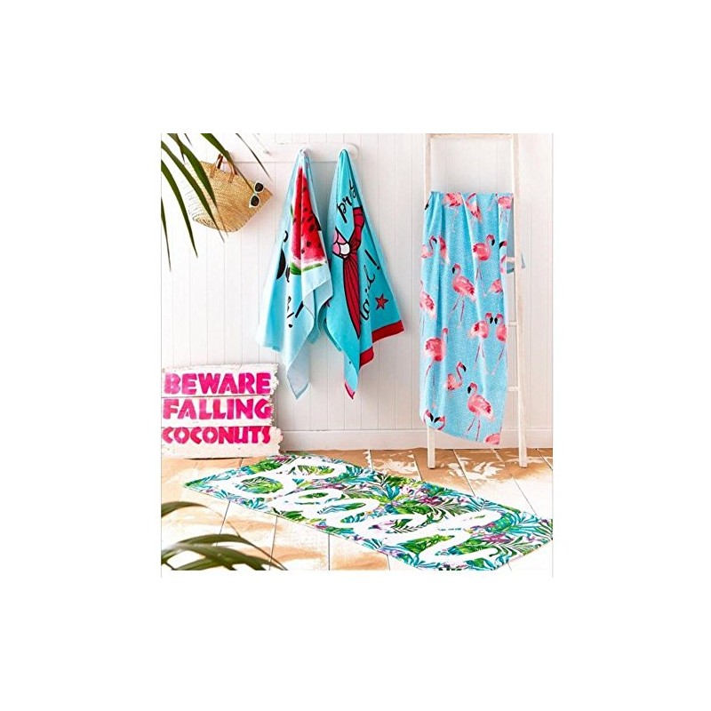 Catherine Lansfield Flamingo Cotton 76x160cm Beach Towel Blue