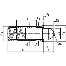 HALDER Spring Plunger with Thrust Pin Smooth Type Stainless Steel Resin