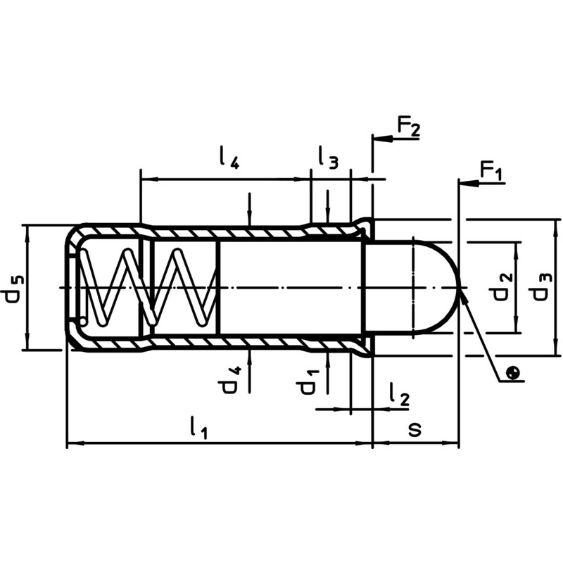 HALDER Spring Plunger with Thrust Pin Smooth Type Stainless Steel