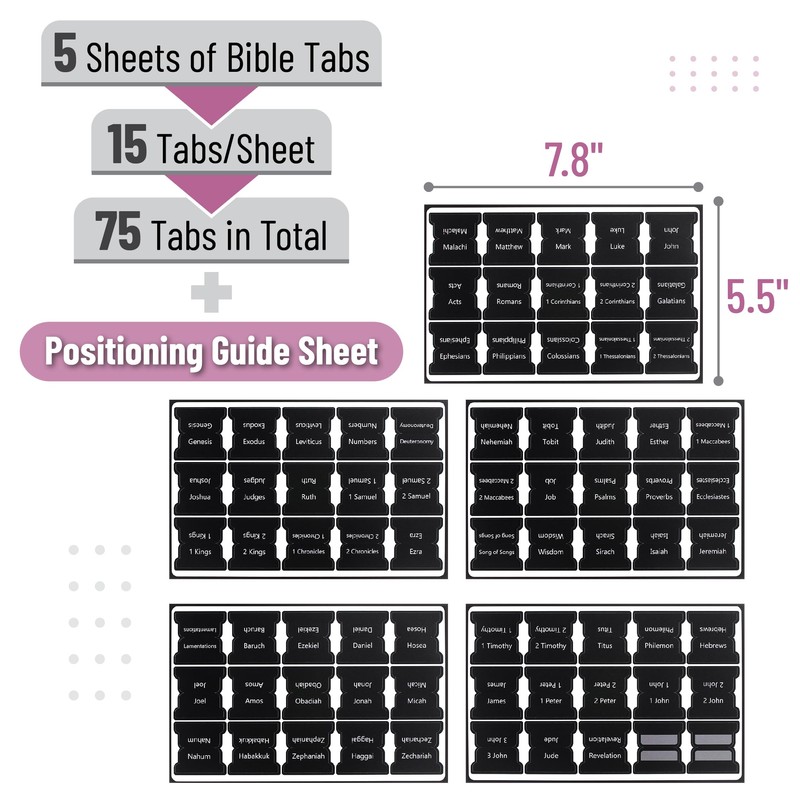 Mr. Pen- Bible Tabs, 75 Tabs, Black, Laminated Bible Tabs