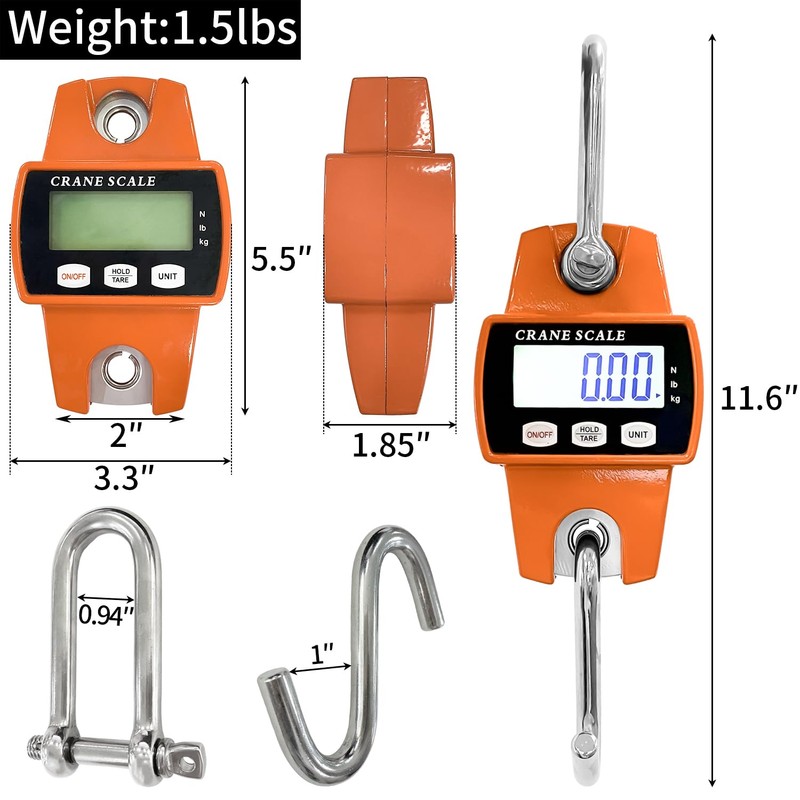 Sutekus Digital Hanging Scale 660lb Portable Crane Scale Waterproof Fish