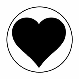handmade 48 BLACK HEART ENVELOPE SEALS LABELS STICKERS 1.2" ROUND