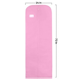 Wedcova Dress Bag | Hanging Garment Bags | Full Length Travel Covers | Wedding Long Clothes Storage Cover with Zipper for Women | 72 Inch (182cm) | Pack of 5 | Pink