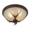 Antler Glass Semi Flush Mount Fixture Ceiling Lighting, 3-Light Bronze