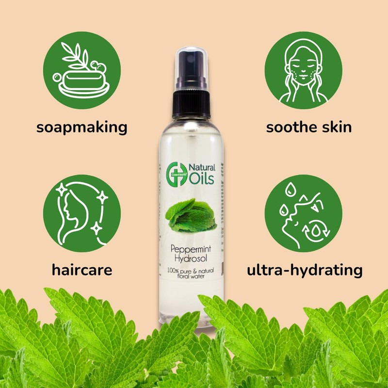 GreenHealth Peppermint Hydrosol (Floral Water) - 32 fl oz Plastic