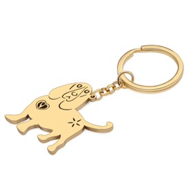 TIZURO Edelstahl Basset Hound Schlüsselanhänger Welpe Haustiere Hund Tiere Autoschlüssel Schlüsselringe Schmuck Für Frauen Brieftasche Charms Geschenke (Vergoldet)