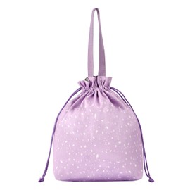 Reusable Lunch Bag - Cute Canvas Tote with Handle and Drawstring Closure for Work, Picnic, Travel (purple)