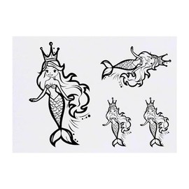 4 x 'Mermaid Princess' Temporary Tattoos - Water Resistant, Skin-Safe, Non-Toxic Transfers, Mixed Sizes (TO00073712)