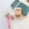MDFREL Silicone Bubble Tea Keychain Creative Milk Tea Key Ring