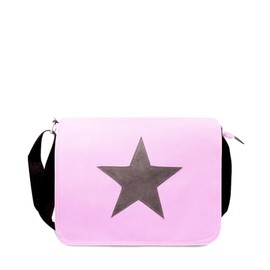 Gloop Women's Handbag Shoulder Bag Shoulder Bag with Sewn-on Star Dimensions 37 x 27 x 8 cm, light pink
