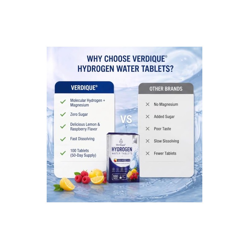 Hydrogen Water Tablets with Magnesium, 100 Count H2 Molecular Hydrogen