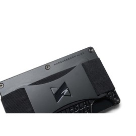 Ridge Wallet for Men - Slim Minimalist Compact Wallet and Card Holder, RFID Protected Front Pocket Wallets for Men with Integrated Cash Strap (Matte Black Everything)