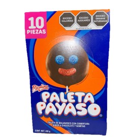 Ricolino Paleta Payaso 10 Pcs Box Chocolate & Marshmallow Top Fav Mexican Candy USA.