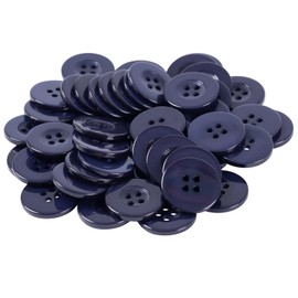 Lilaly 50PCS 3/4 Inch (20mm) Navy Blue Round 4-Hole Resin Buttons for Sewing — Flatback Craft Buttons for Clothes, Shirt, Coat, Jacket, Pants, Uniform, DIY Projects — 18 Colors Available