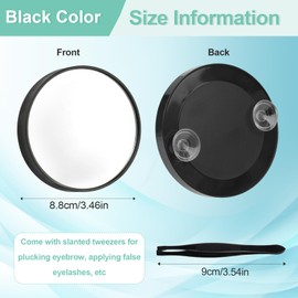 40-fache Vergrößerungsspiegel, 8,8cm Vergrösserungsspiegel mit Saugnapf und Pinzette, Spiegel mit Vergrößerung, Reise Schminkspiegel Kosmetikspiegel Schwarz für Zupfen von Augenbrauen, Make-up