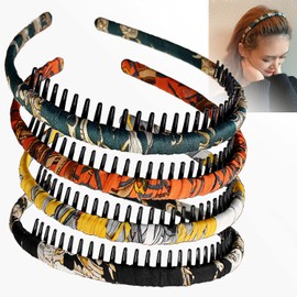 Yusier 4 PCS Fashion Color Hair Band Teeth Comb Hair Hoop Non-slip Headbands Resin Headbands Women Hair Accessories (boho-01)