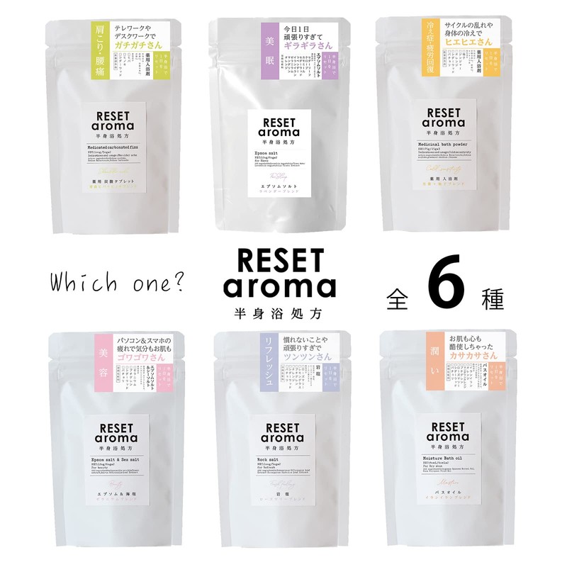 Reset Aroma Bath Salts, Medicated Carbonated Bathtublet, Half Body Bath