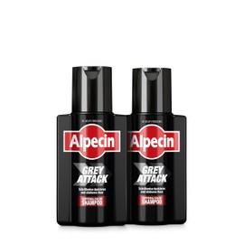 Alpecin Grey Attack Caffeine & Colour Shampoo – 2 x 200 ml – Gradually Darker and Stronger Hair – Controlled and Natural Colour Result – Against Hair Loss