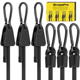 Adjustable Bungee Cords, Upgrade Bungee Cord with Carabiner Hooks Outdoor Heavy Duty 40 inch Long, Easy to Adjust Length Black Elastic Ropes Cable with Clips On Both Ends for Bike Rack, Tarps, Cargo