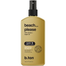 b.tan SPF 7 Deep Tanning Dry Spray | Beach... Please Tanning Oil - Get a Deep Bronze & Golden Tan, Deeply Nourishes Skin from Marula & Argan Oil, Hint of Self Tan, Vegan, Cruelty Free, 236ml