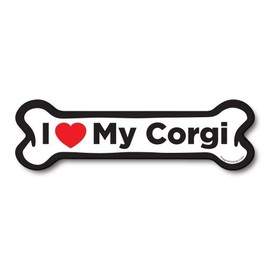Magnet Me Up I Love My Corgi Dog Bone Magnet Decal, 2x7 Inches, Heavy Duty Automotive Magnet for Car Truck SUV
