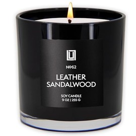 Lulu Candles | Leather & Sandalwood | Smells Like Sandalwood & Leather | Luxury Scented Soy Jar Candle | Hand Poured in The USA | Highly Scented Long Lasting (9 Oz.)