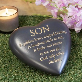 Thoughts of you Son Heart Shaped Remembrance Graveside Memorial Ornament