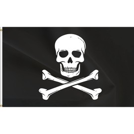ANCONINE Double Sided Pirate Jolly Roger Skull Flag - Skull Bones Flag 3x5FT for Outdoor Indoor,Heavy Duty 3Ply 220D Polyester Double Stitched and Flags with 2 Brass Grommets.