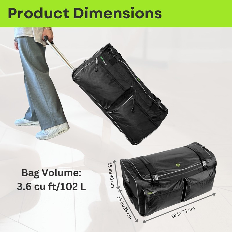 Ecogear Dance Bag with Garment Rack, 28 Inch Rolling Duffel