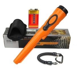 Fully Waterproof Portable Metal Detector Pinpointer Include a 9V Battery 360°Search Treasure Pinpointing Hunter Probe with Belt Holster for Adults and Kids Three Mode,Orange