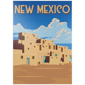MyPuzzle New Mexico, USA, Art Deco Style Vintage Poster, Illustration - Premium 1000 Piece Puzzle - MyPuzzle Special Collection by Puzzle Galaxy