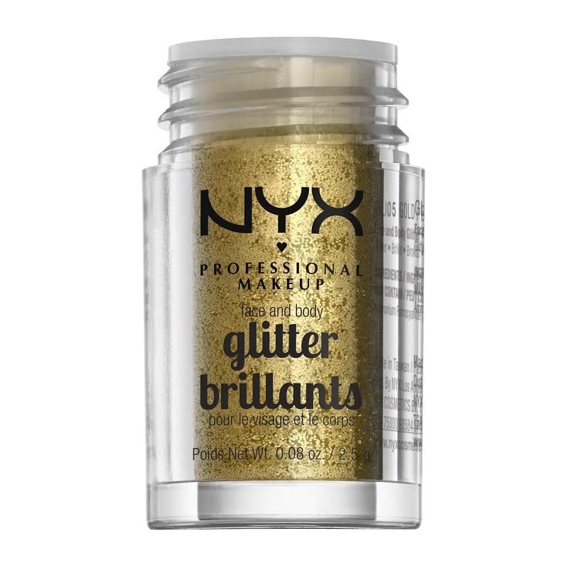 NYX Professional Makeup, Glitter para rostro y cuerpo, Tono Gold,