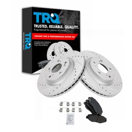 TRQ Front Performance Brake Pad & Rotor Kit Brake Pads Brake Rotors Set Ceramic Premium G-Coated Compatible with 2012-2015 Honda CR-V