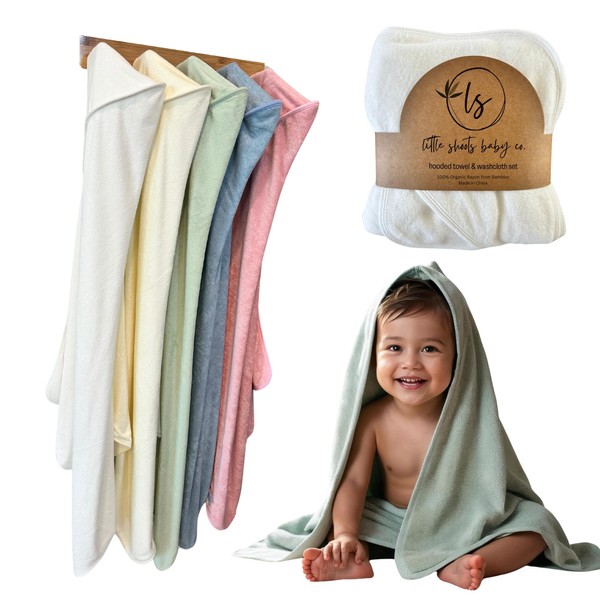 Baby Bath Towel with Hood and Washcloth Set, 100% Organic