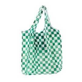 MACKENZIE-CHILDS To-Go Tote, Cute Tote Bag for Work or Home, Green-and-White Emerald Check