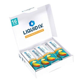 Liquid I.V. Sugar Free Electrolyte Powder Mix, Mango Pineapple Flavour, for Fast Hydration & Energy, with 8 Vitamins & Minerals Including Magnesium, Vegan and Gluten Free, 16 Sachet Sticks