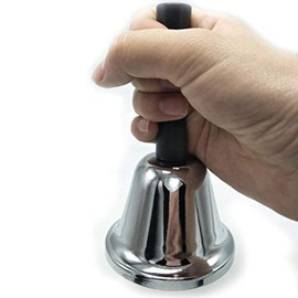 OFKPO Hand Reception Desk Metal Bell, Hand Service Calling Bell-Sliver (7.5 * 13cm)