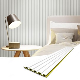 Art3d Slat Wall Panels, WPC Soundproof 3D Wall Paneling for Interior Wall Decor, TV Background, 8-Pack 96 x 6 in. Off-White