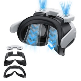 VR Dual Fan Compatible with MetaQuest 3 Air Circulation Fast Removal Anti-Fog Fitness Face Interface Bracket Face Cover Face Pad for Meta Quest 3