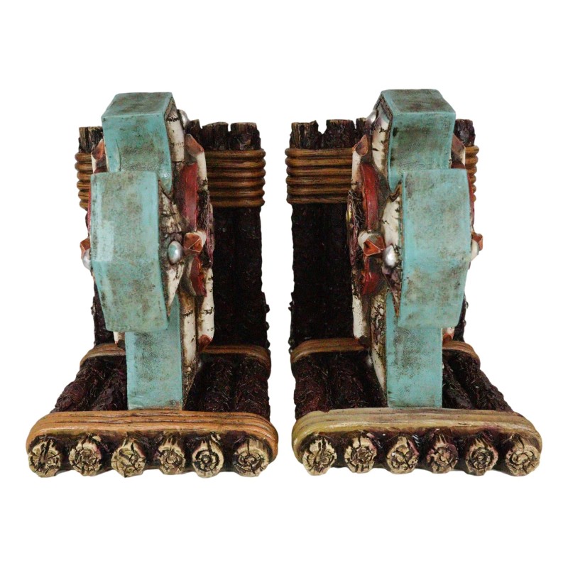 Rustic Western Star Turquoise Birchwood Birch Tree Cross Decorative Bookends