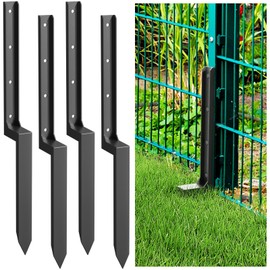 2-4-6-8 Pack Fence Post Repair Kit,Heavy Duty Fence Post Repair Stakes,Thicker Fence Post Anchor Ground Spike,Fence Post Stakes for Repair Broken/Tilted Fence Post(Black)